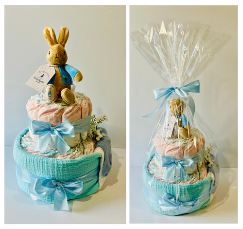 Peter Rabbit & Flopsy, 2Tier Nappy Cake