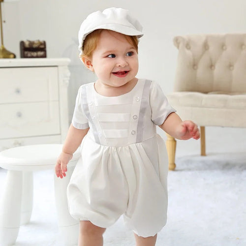 Ivory Baptism/ Christening romper + Beret