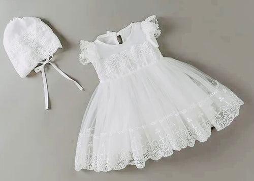 Christening/ Baptism dress with Bonnet