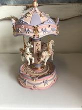 Small Purple & Pink 3 Horse Carousel