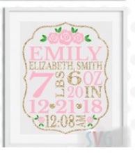 Baby birth announcement frame