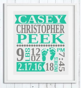 Baby birth announcement frame