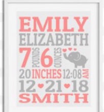 Baby birth announcement frame