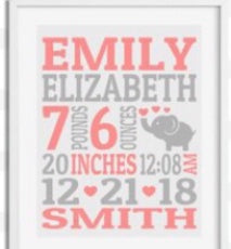 Baby birth announcement frame