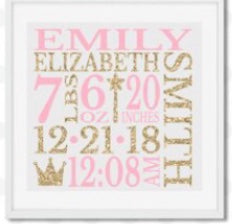 Baby birth announcement frame