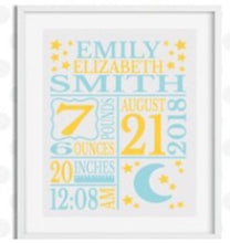 Baby birth announcement frame