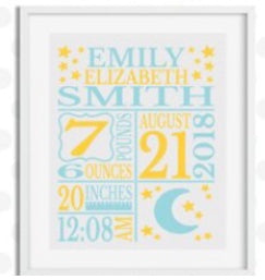 Baby birth announcement frame