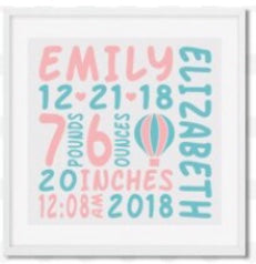 Baby birth announcement frame